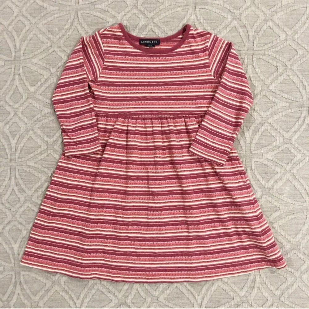Lands End Sz 4 Pink Striped Dress